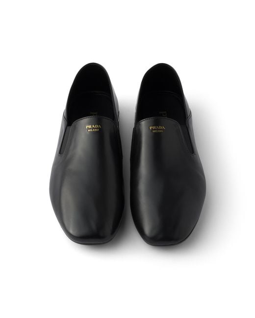 Prada Black Leather Loafers, Size 6 for men