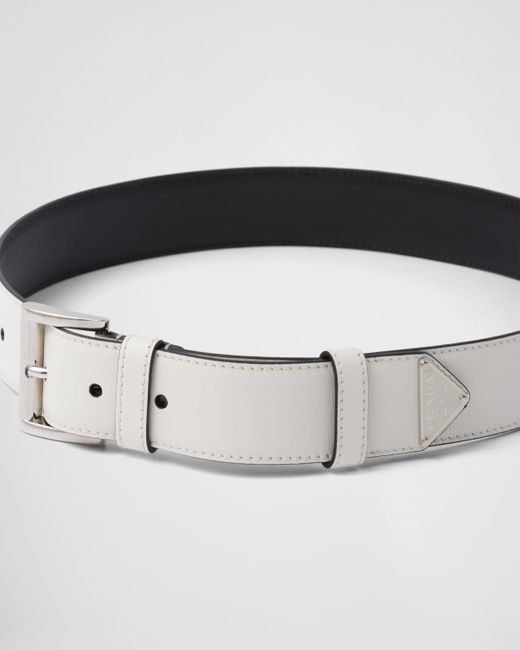 Prada White Leather Belt