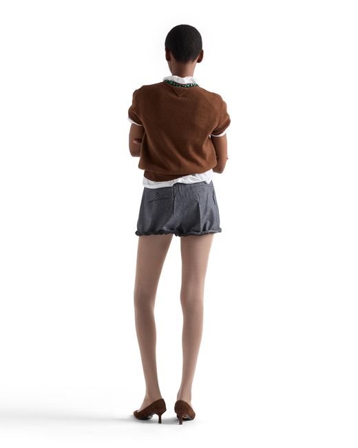 Prada Blue Grisaille And Antiqued Satin Shorts