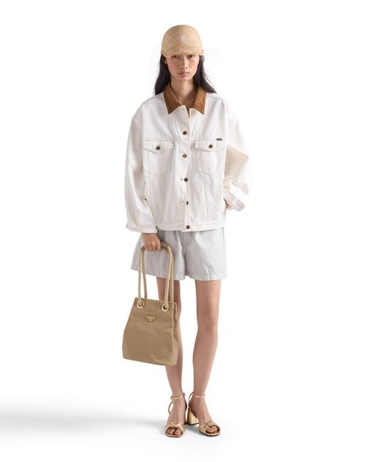 Prada Natural Mariner Re-Nylon Small Bucket Bag