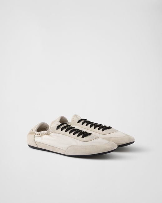 Prada Collapse Re-Nylon And Suede Elasticized Sneakers, Size