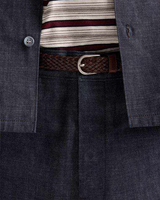 Prada Blue Raw Denim Bermudas for men