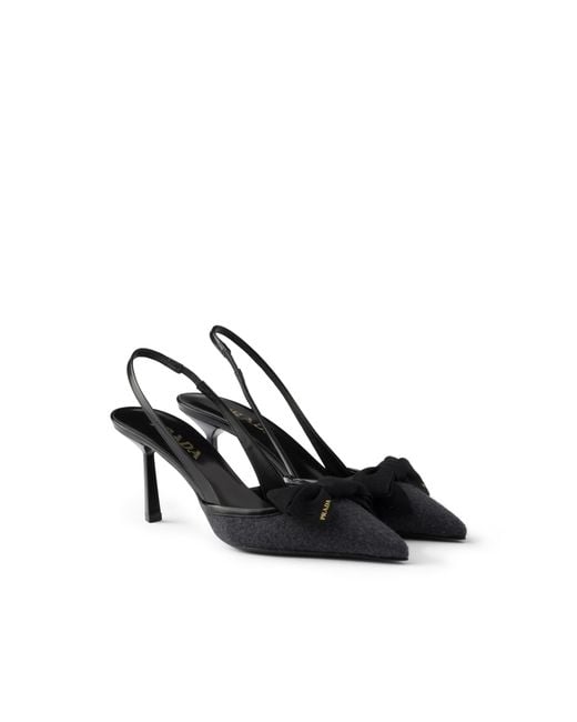 Prada White Fabric Slingback Pumps, Anthracite