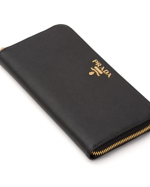 Prada Black Large Saffiano Leather Wallet