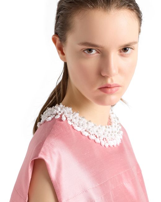 Prada Pink Embroidered Double Shantung Dress