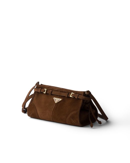 Prada Brown Bonnie Small Suede Shoulder Bag