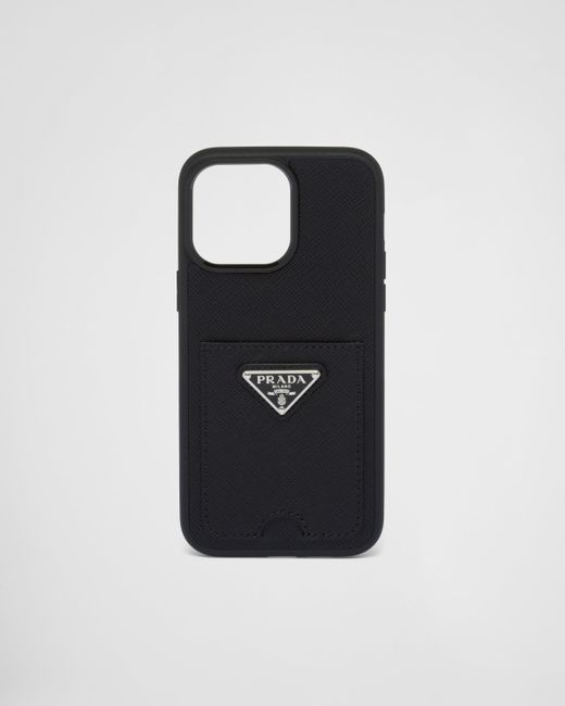 Prada Black Saffiano Leather Cover For Iphone 14 Pro Max