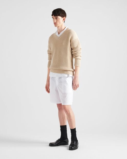 Pantalon En Popeline Prada pour homme en coloris White