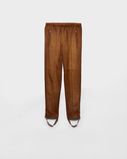 Prada Brown Suede Joggers for men