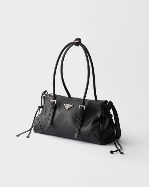 Prada Black Karin Medium Antiqued Leather Tote Bag
