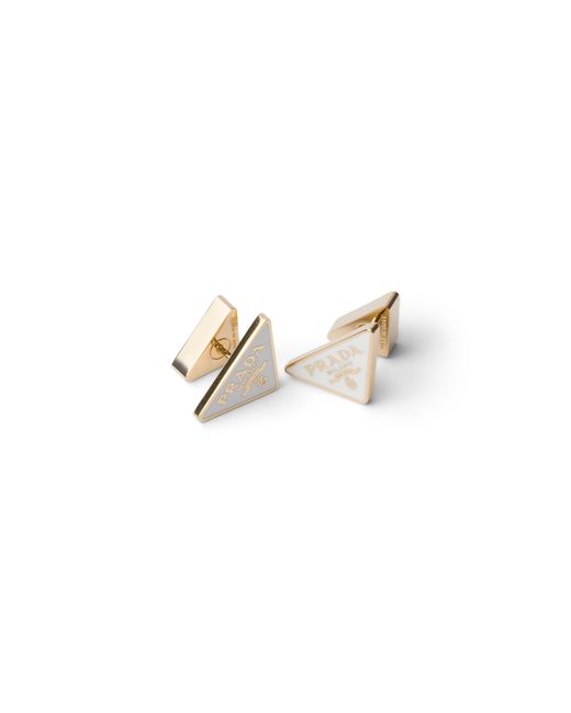 Prada White Enameled Metal Earrings