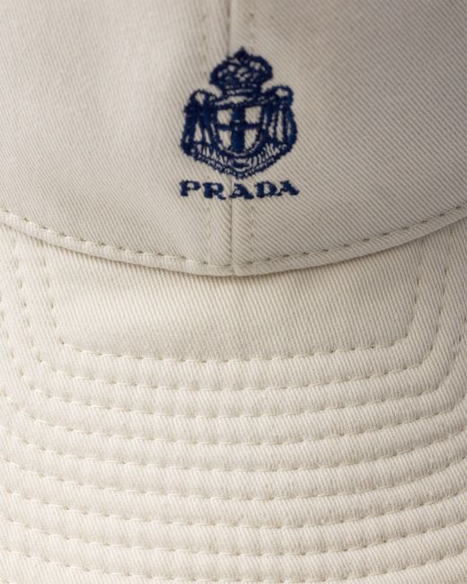 Prada White Old Gabardine Baseball Cap for men
