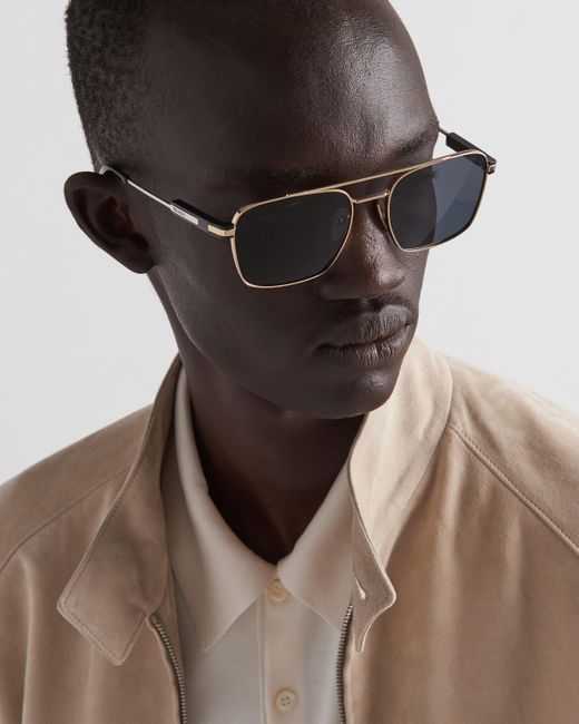 Prada Blue Sunglasses With Iconic Metal Plaque for men