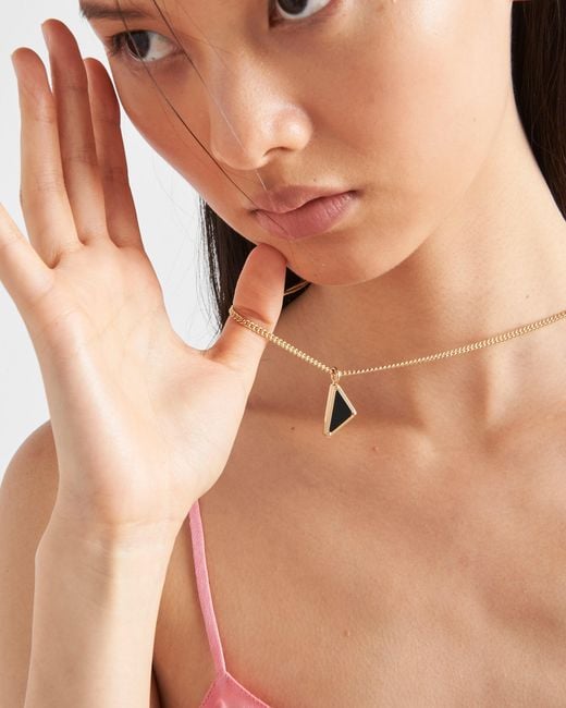 Prada White Eternal Gold Halskette Mit Anhänger Aus Gelbgold Mit Diamanten