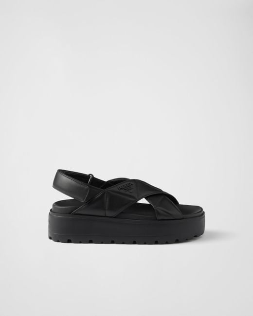Sandali Con Zeppa di Prada in Black