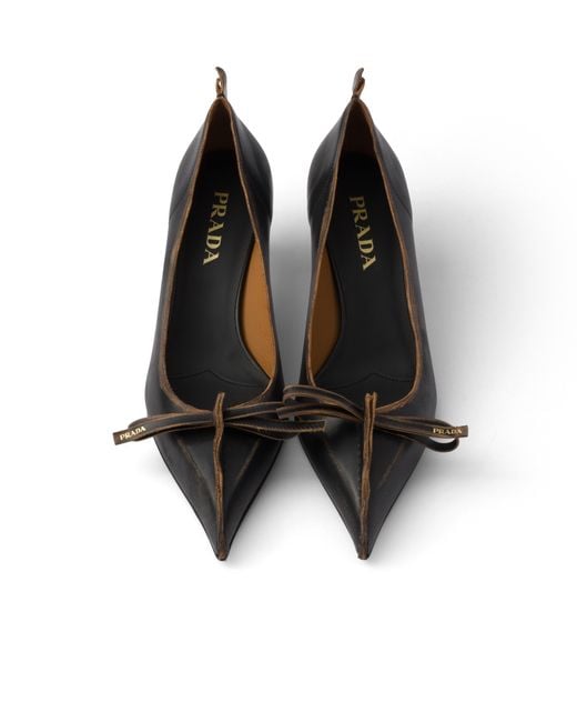 Prada White Antiqued Leather Pumps