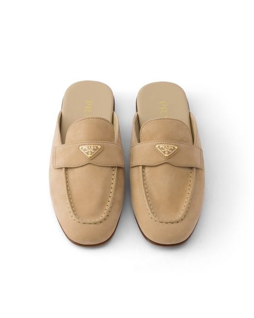 Prada White Nubuck Mules