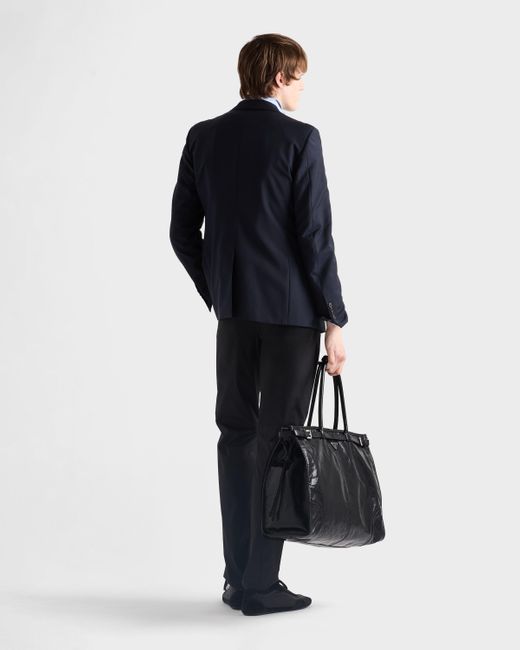 Pantalon En Popeline Stretch Prada pour homme en coloris Black