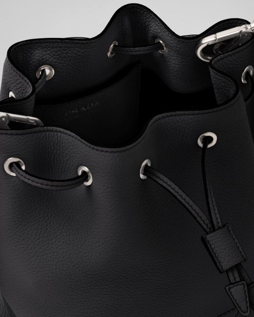 Prada Black Leather Bucket Bag