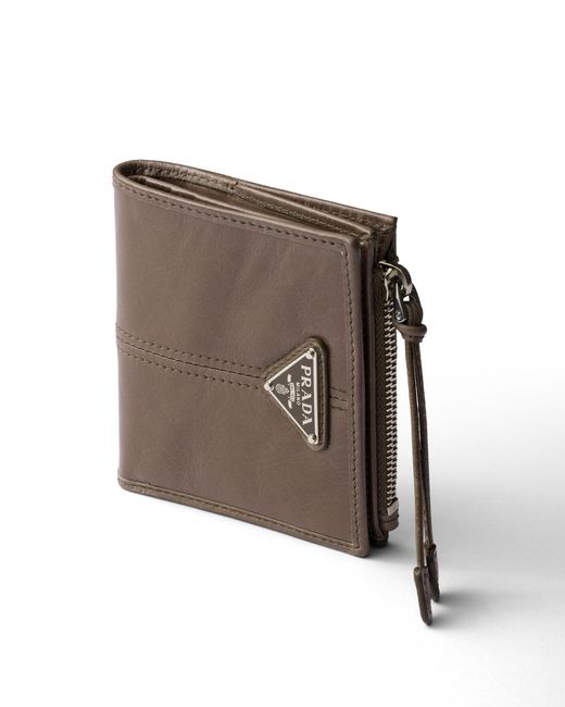 Prada White Small Leather Wallet for men