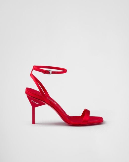 Prada Satin Heeled Sandals 85 in Red Lyst UK