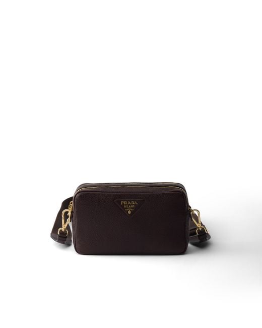 Prada White Small Leather Shoulder Bag, Dark