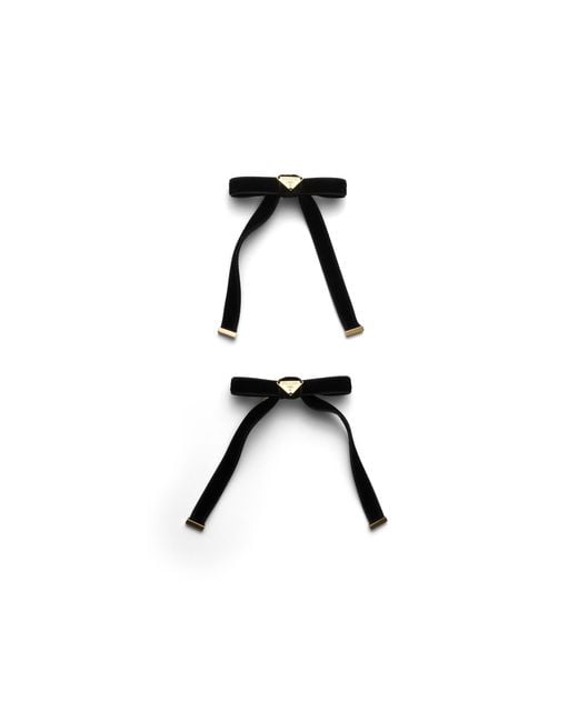 Prada Black Velvet Hair Clips