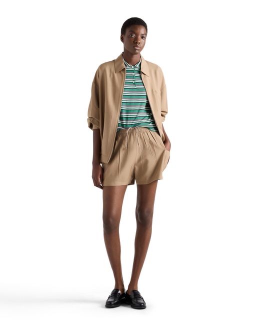 Prada Green Short-Sleeved Striped Cotton Polo Shirt