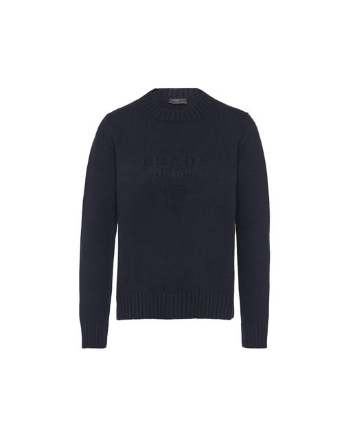 Prada Blue Wool And Cashmere Crew-Neck Sweater for men
