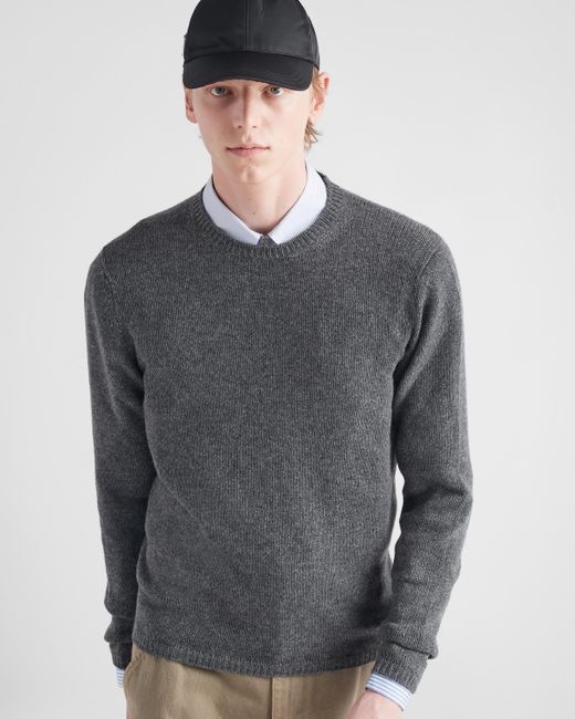 Prada Gray Cashmere Crew-neck Sweater for men