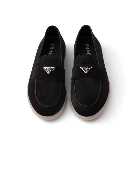 Prada Black Suede Loafers for men