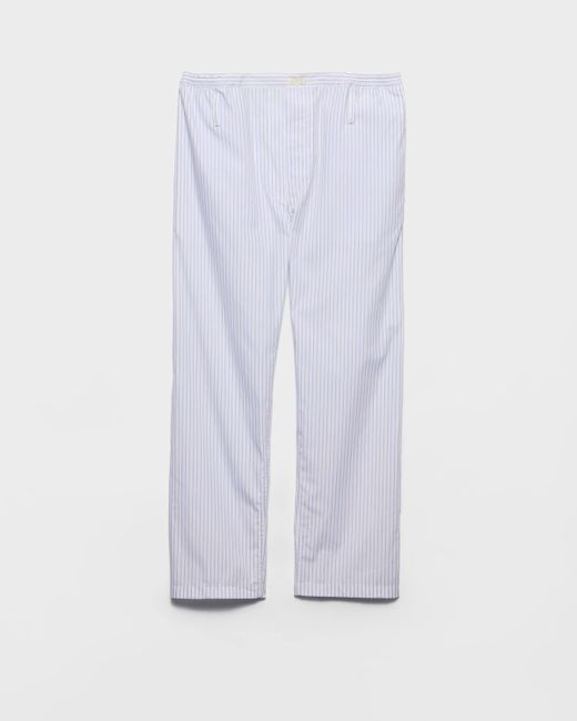Prada White Striped Poplin Pants for men