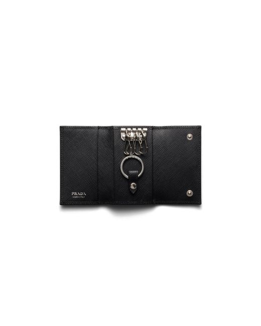 Prada White Saffiano Leather Key Case