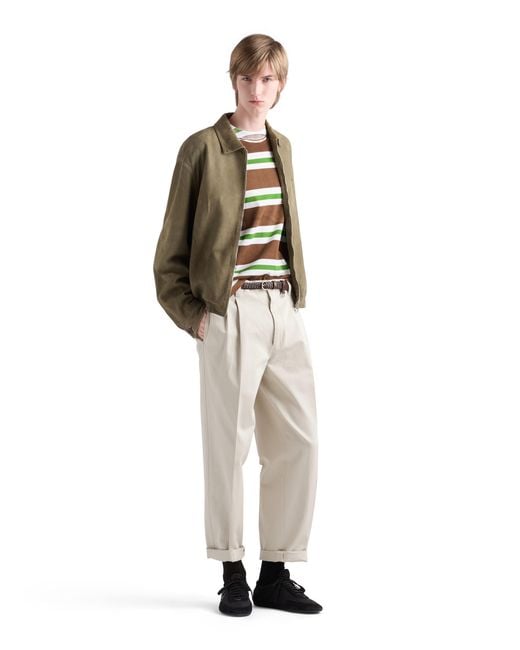 Prada Green Printed Cotton T-Shirt for men