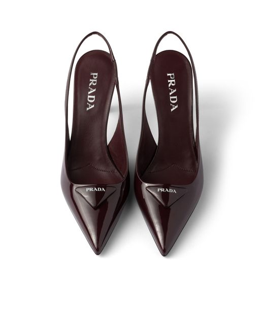 Prada White Patent Leather Slingback Pumps