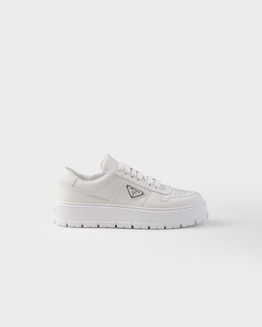 Prada White Leather Lace-Up Sneakers for men