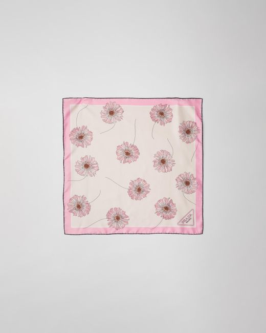 Foulard En Sergé Imprimé Prada en coloris Pink