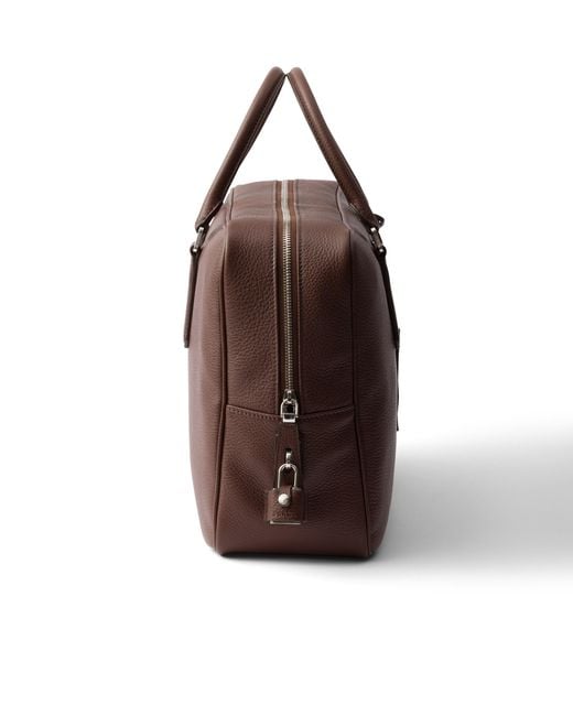 Prada Brown Leather Work Bag for men