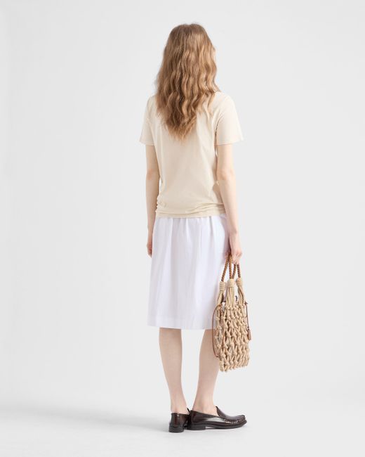 Prada Natural T-Shirt Aus Baumwoll-Jersey