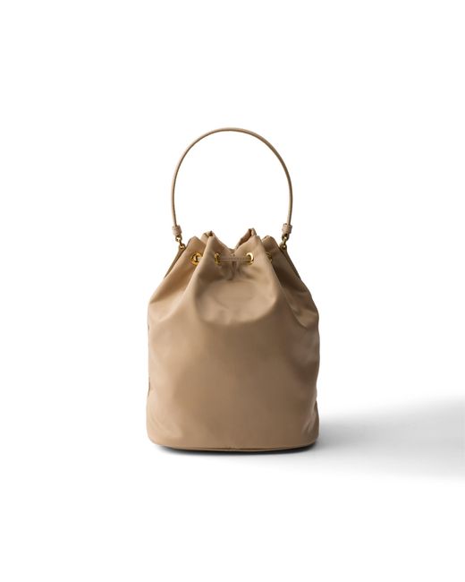 Prada White Duet Re-Nylon Bucket Bag, Camel