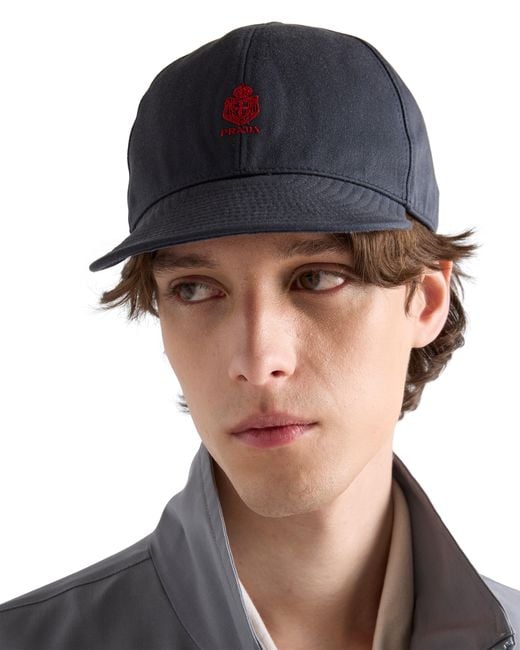 Prada Blue Old Gabardine Baseball Cap for men
