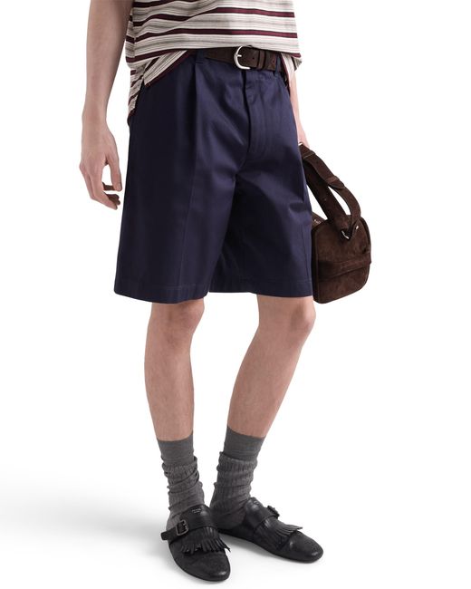 Prada Blue Cotton Bermudas for men