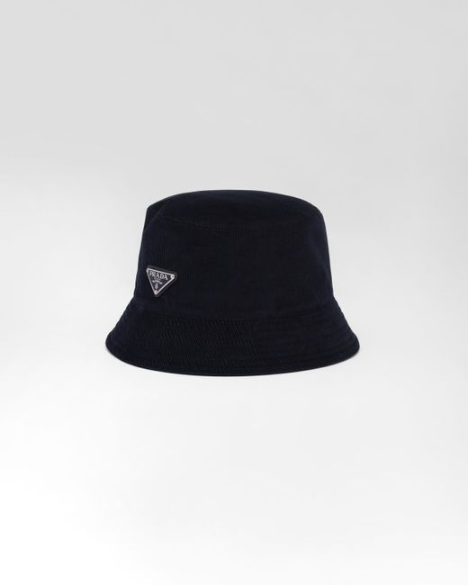 Prada Black Corduroy Bucket Hat for men