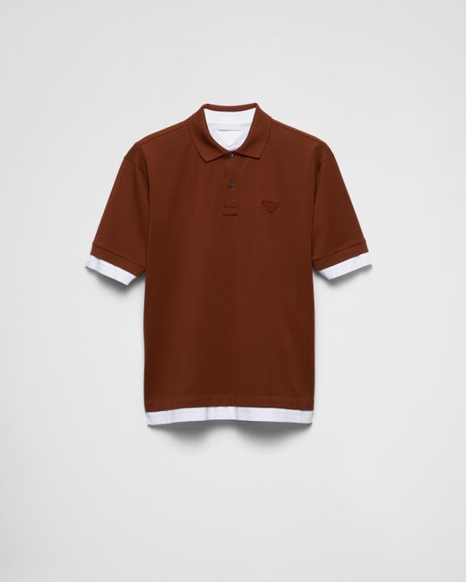 Prada Brown Cotton Polo Shirt for men