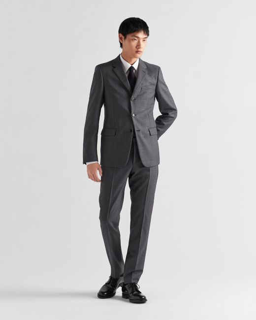 Prada Einreihiger Anzug Aus Wolle in Gray für Herren