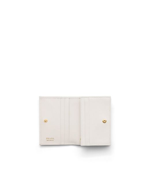 Prada White Small Saffiano Leather Wallet