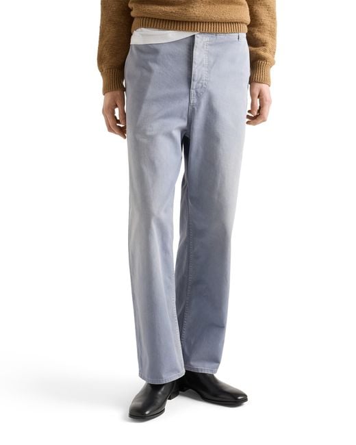 Prada Blue Washed Gabardine Pants for men