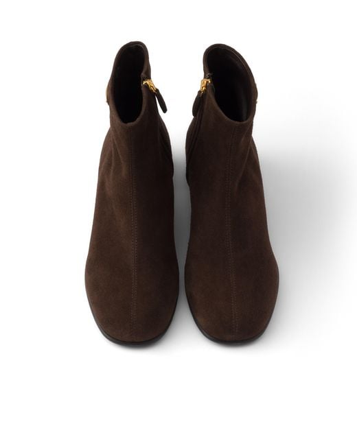 Prada Brown Suede Booties, Dark