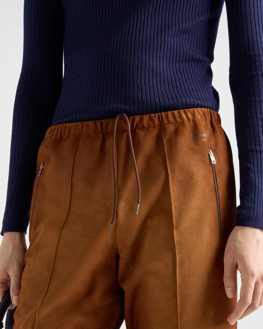 Prada Brown Suede Joggers for men