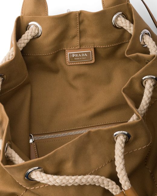 Prada Natural Canvas Drawstring Duffle Bag for men